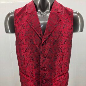 Scully Vest Mens  Red Paisley Jacquard Waistcoat Formal Dress Western Notch Sz M